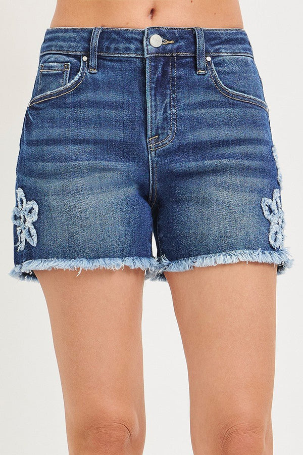 Risen High Rise Flower Patched Shorts - Blush & Cactus