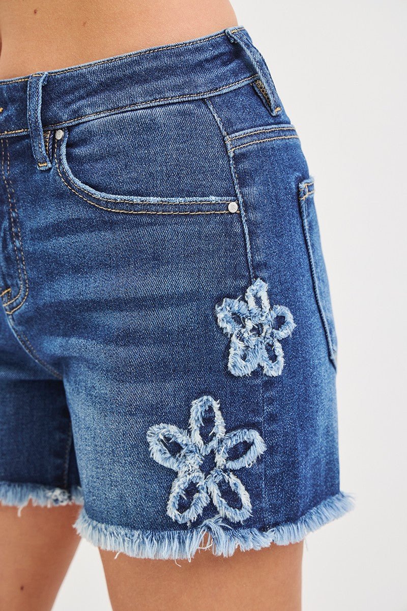 Risen High Rise Flower Patched Shorts - Blush & Cactus