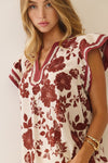Floral print short sleeve blouse
