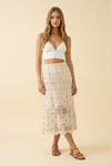 Desert Bloom Midi Crochet Skirt - Blush & Cactus