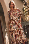 Floral Printed Smocked Waist Midi Dress