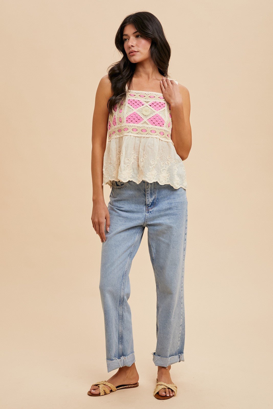 Boho Babe Tank - Blush & Cactus