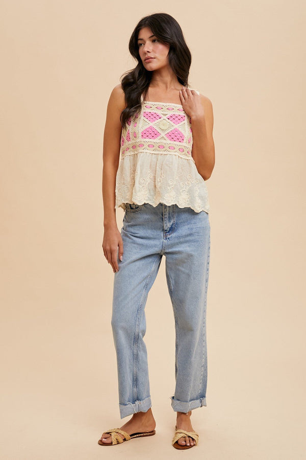 Boho Babe Tank - Blush & Cactus