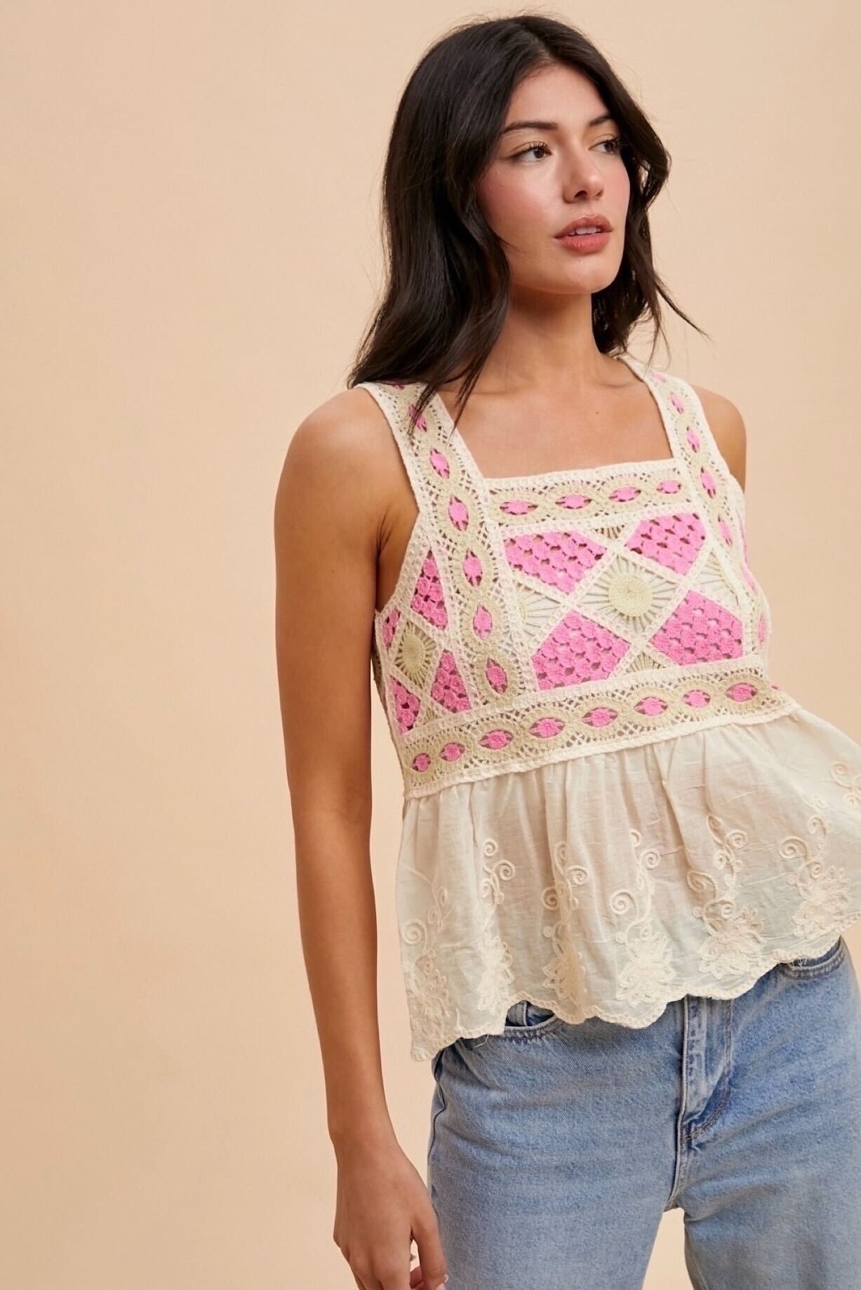 Boho Babe Tank - Blush & Cactus