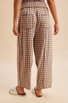 Soft Brushed Check Barrel Utility Pants - Blush & Cactus