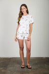 Western Print Cuff Sleeve Knit T-shirt