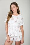 Western Print Cuff Sleeve Knit T-shirt