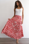 Printed Tiered A Line Maxi Skirt With Smocked Waist