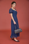 Polka Dot Sweetheart Puff Sleeve Mesh Midi Dress