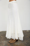 Lace Pattern Godet Midi Skirt