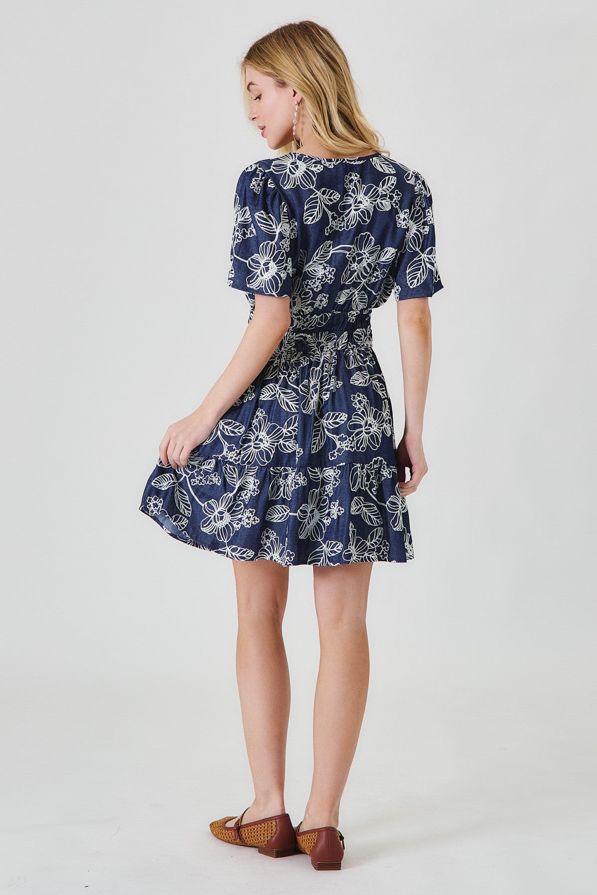 Floral Print Short Sleeve Mini Dress