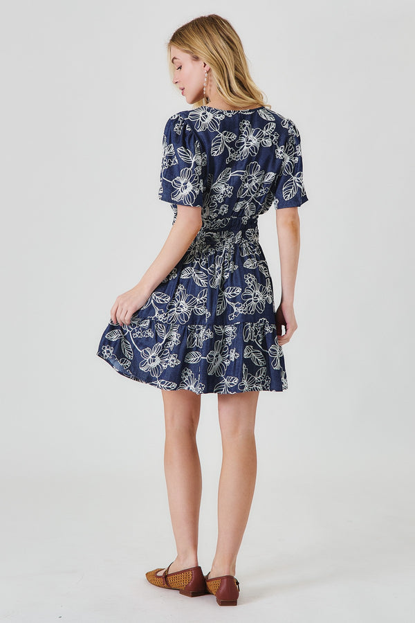Floral Print Short Sleeve Mini Dress