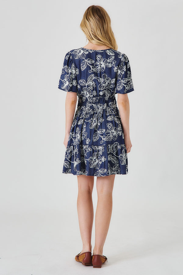 Floral Print Short Sleeve Mini Dress