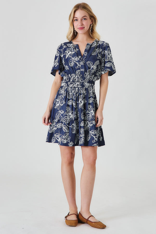 Floral Print Short Sleeve Mini Dress