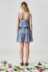 Pintuck Button Front Drawstring Tiered Mini Dress - Blush & Cactus