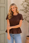 Cocoa Crush Smocked Peplum Tee