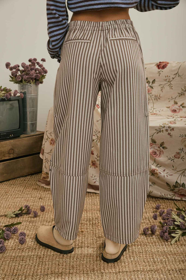 Stripe Pocket Detail Wide Leg Pants - Blush & Cactus