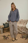 Stripe Pocket Detail Wide Leg Pants - Blush & Cactus