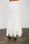 Lace Pattern Godet Midi Skirt