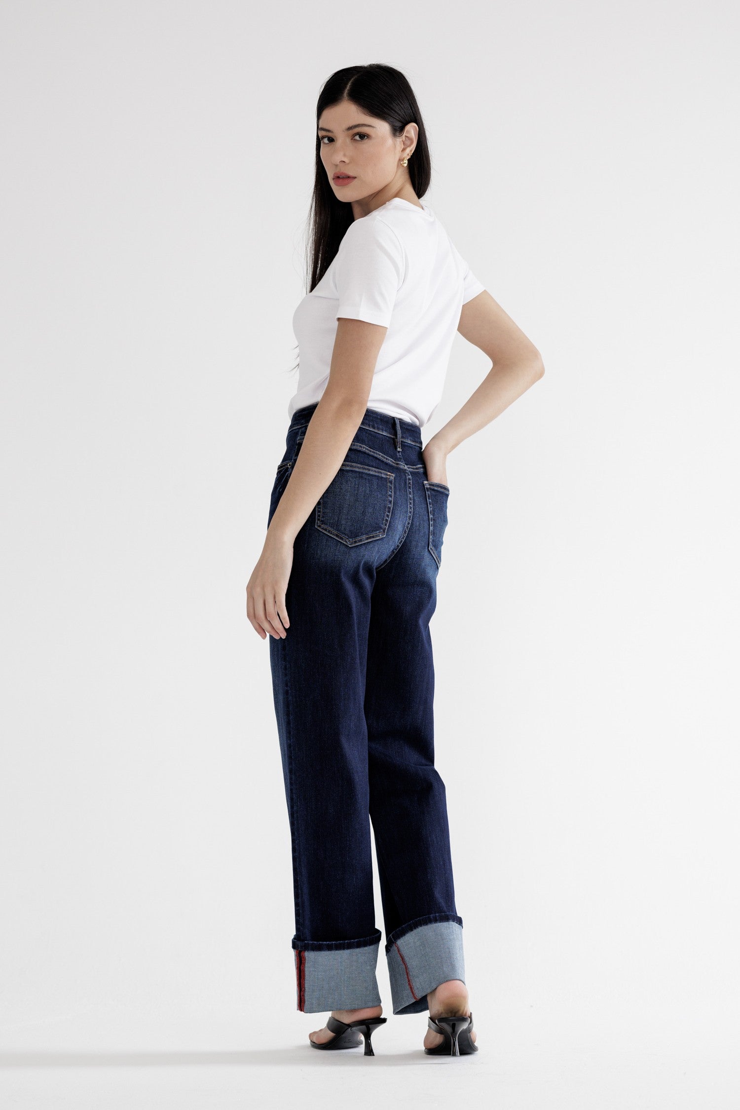 Mica High Rise Wide Leg With Cuff Hem
