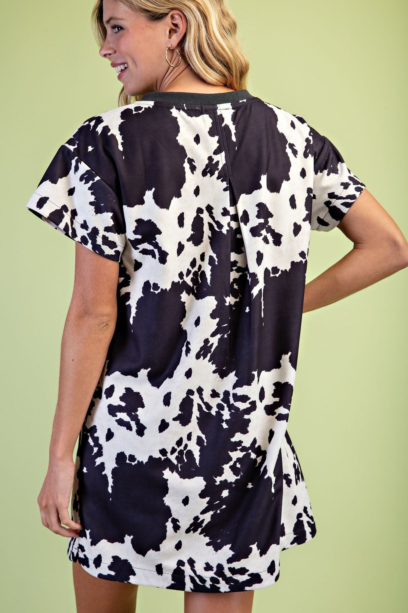 Gigio Faux Suede Cow Print T-shirt Dress