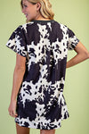 Gigio Faux Suede Cow Print T-shirt Dress