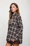 Plaid Collared Long Sleeve Button Down Top