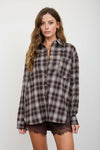 Plaid Collared Long Sleeve Button Down Top