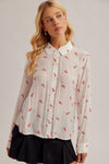 Candy Cane Embroidered Button Down Shirt