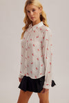 Candy Cane Embroidered Button Down Shirt