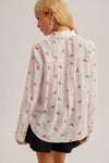 Candy Cane Embroidered Button Down Shirt