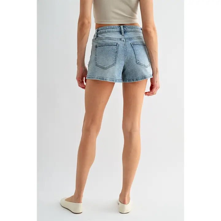 Mica Embellished High Rise Shorts - Blush & Cactus