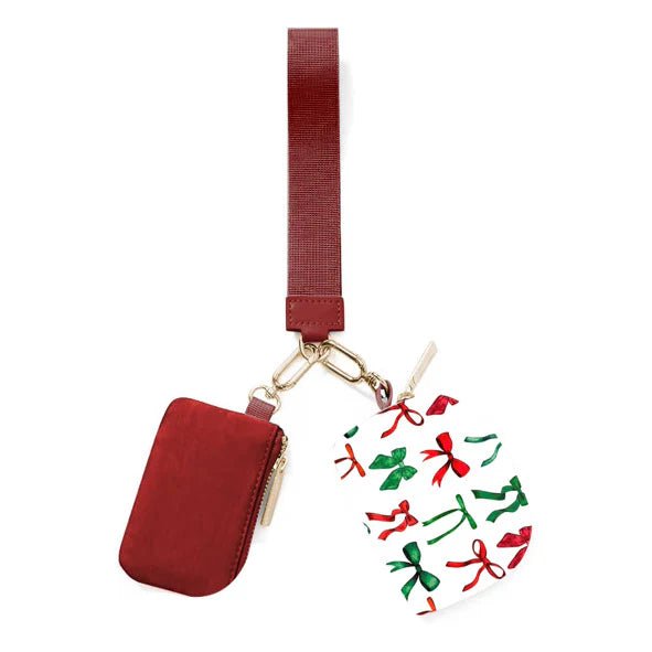 Double Pouch Wristlet - Midnight Bow Christmas Edition - Blush & Cactus