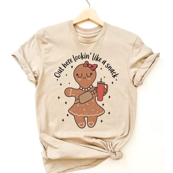 Fun Gingerbread Cookie Vintage Graphic Tee - Blush & Cactus