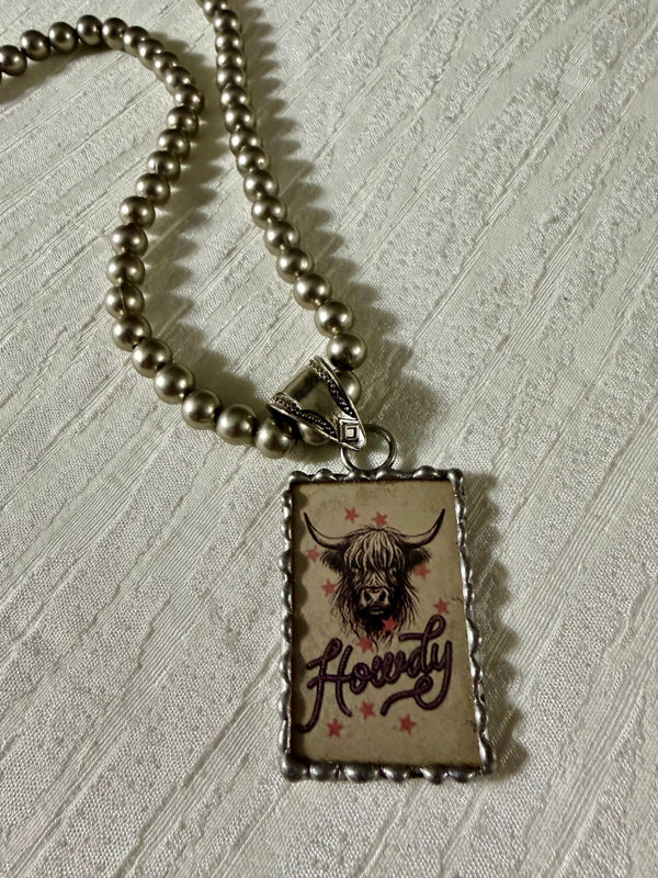 Highland Cow ❤️ Necklace - Blush & Cactus