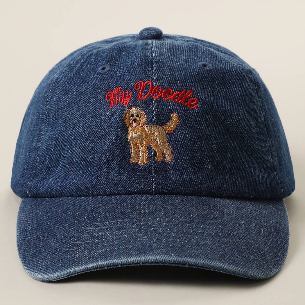 My Doodle Embroidered Denim Baseball Cap