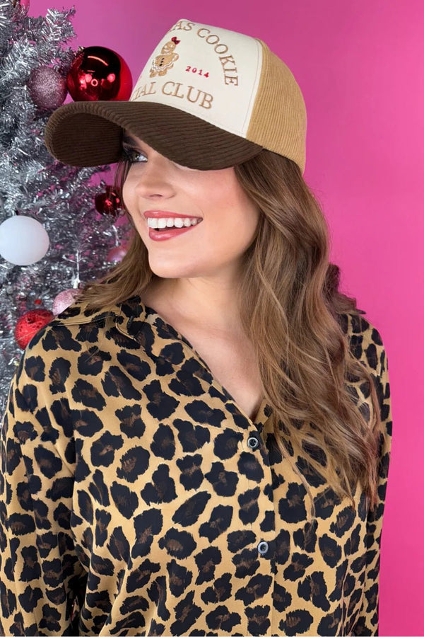 Christmas Cookie Social Club Corduroy Hat - Blush & Cactus
