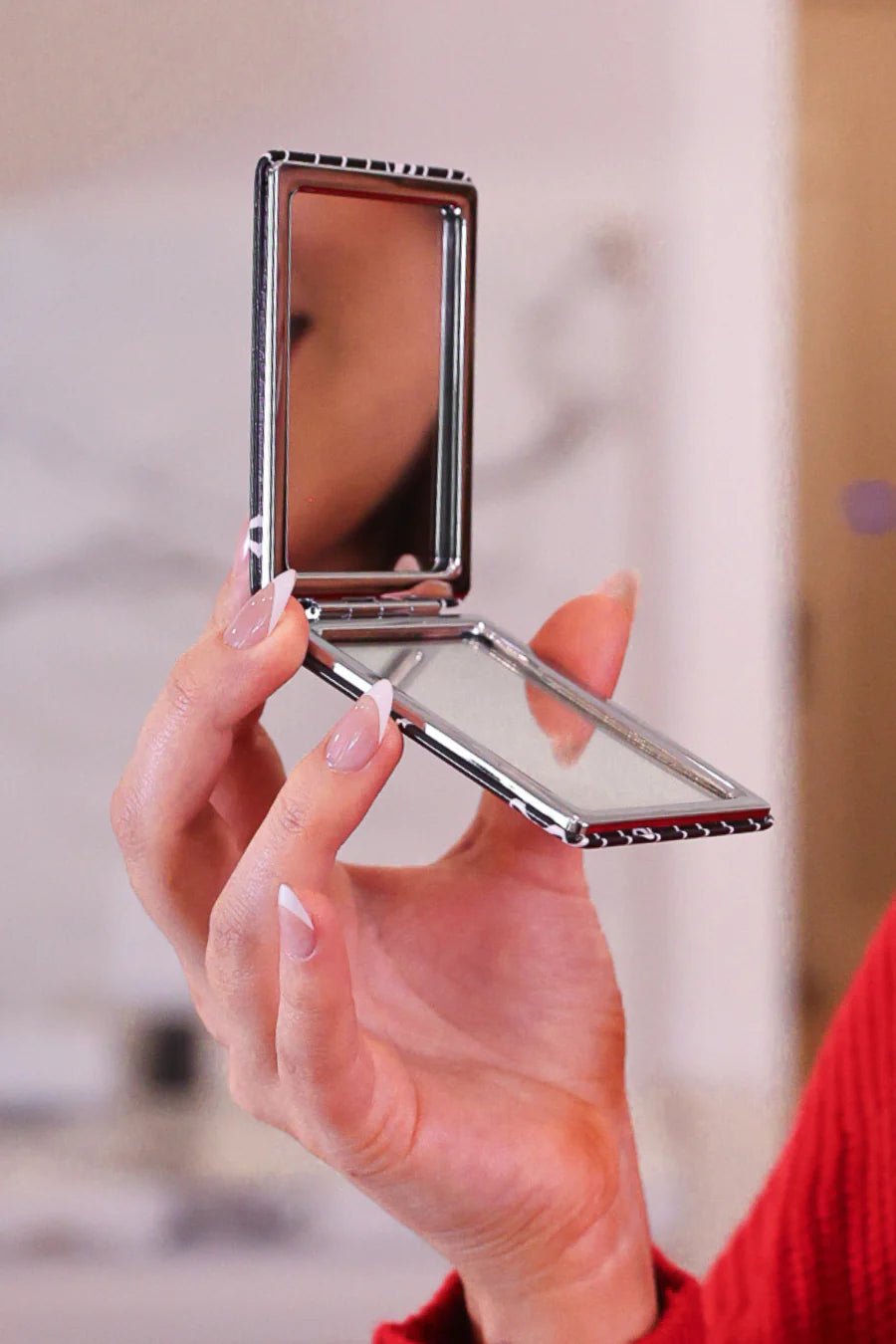 Bows and Stripes Compact Mirror - Blush & Cactus