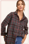 Loose Fit Button Down Soft Fabric Plaid Shirts - Blush & Cactus