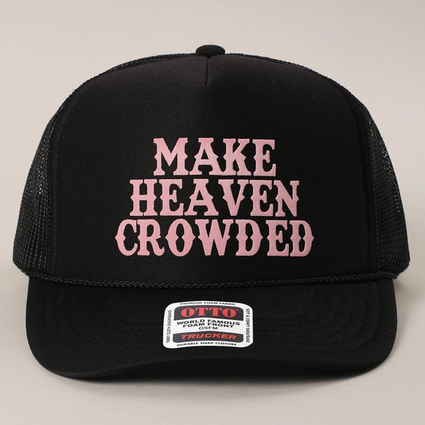 Make Heaven Crowded Heat Press Foam Mesh Back Trucker Hat - Blush & Cactus