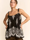 Print Handkerchief Hem Cami Top - Blush & Cactus