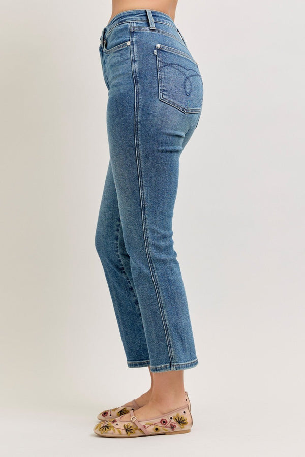 Judy Blue High Waist Tummy Control Kick Flare - Blush & Cactus