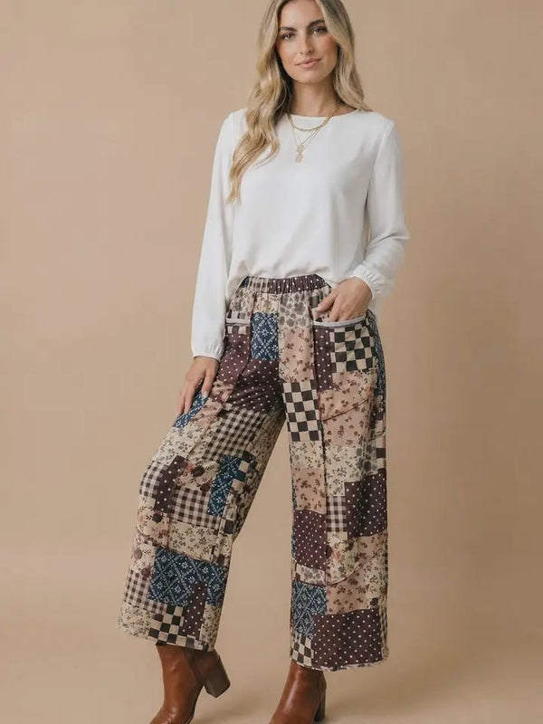 Patchwork Floral French Terry Pants