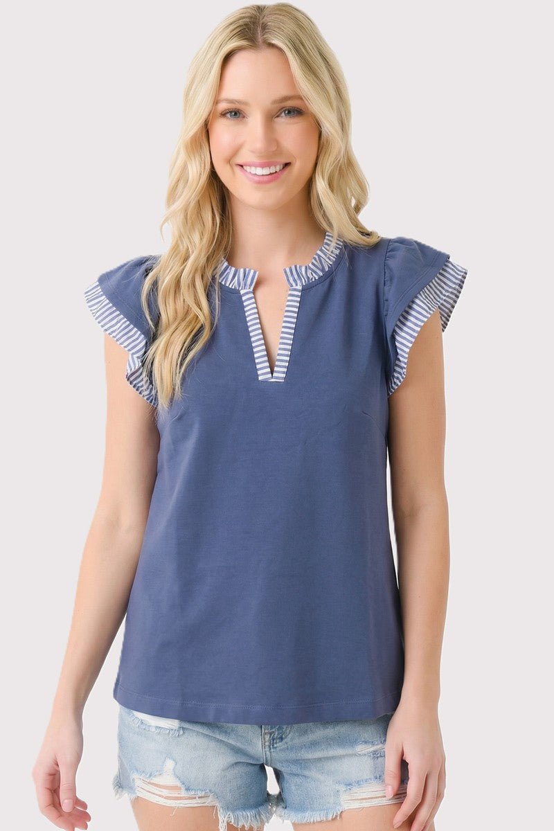 Blue Ribbon Top - Blush & Cactus