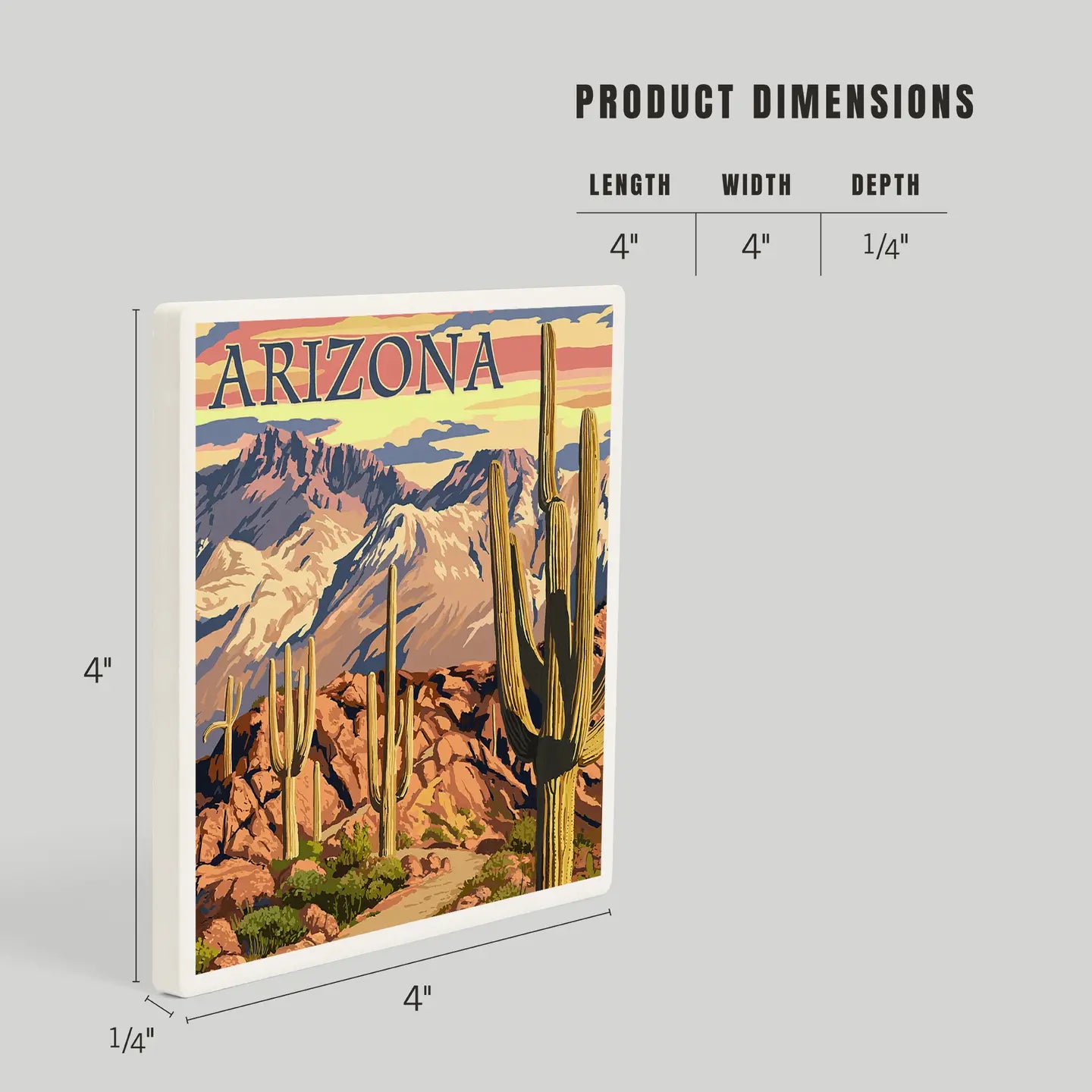 Arizona Desert Cactus Trail Scene At Sunset Ceramic Coaster