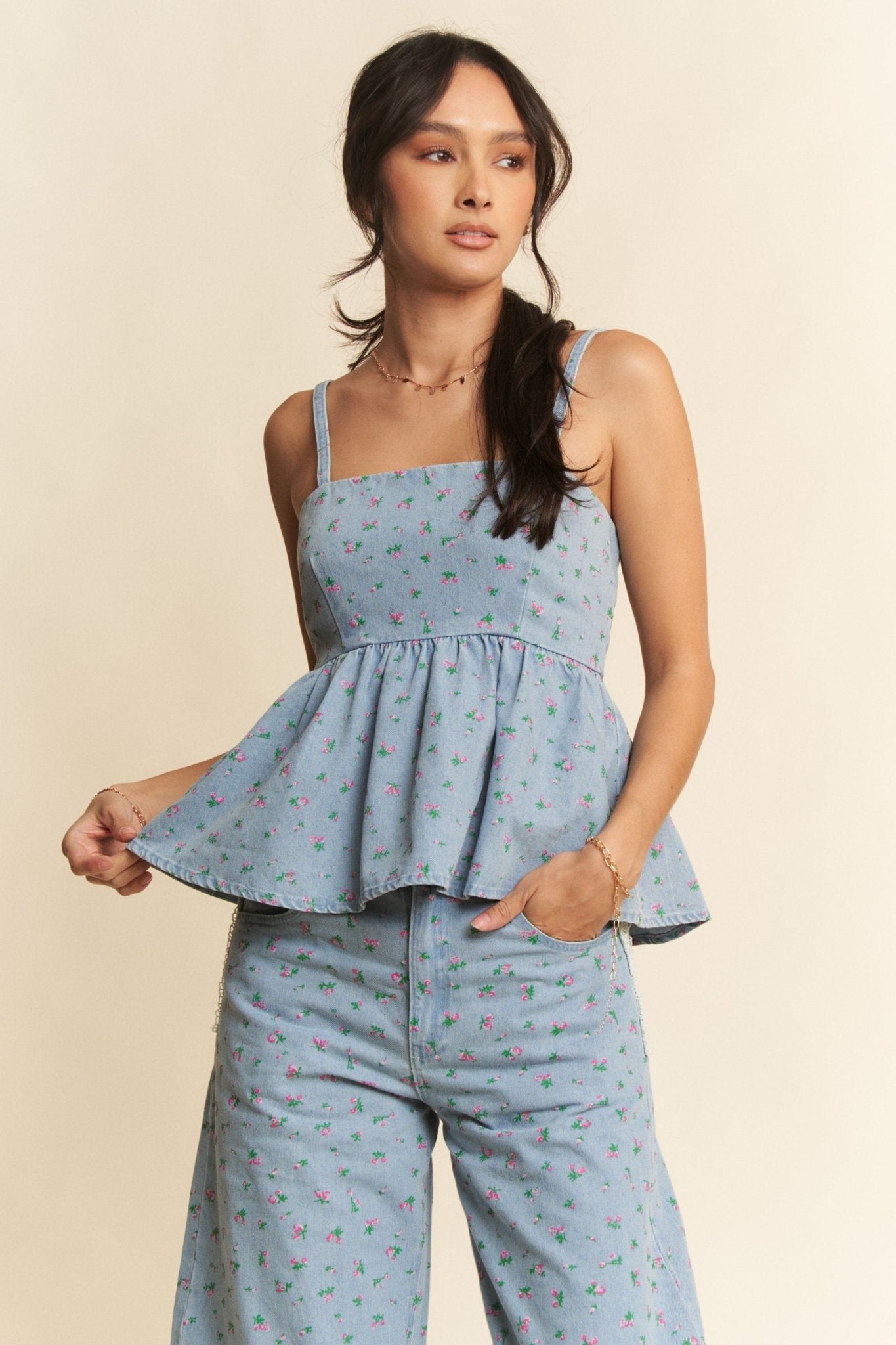 Indigo Bloom Tank - Blush & Cactus
