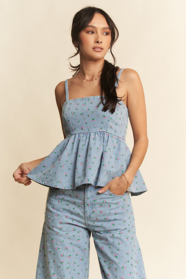 Indigo Bloom Tank - Blush & Cactus