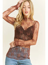 Mesh Long Sleeve Lace Top