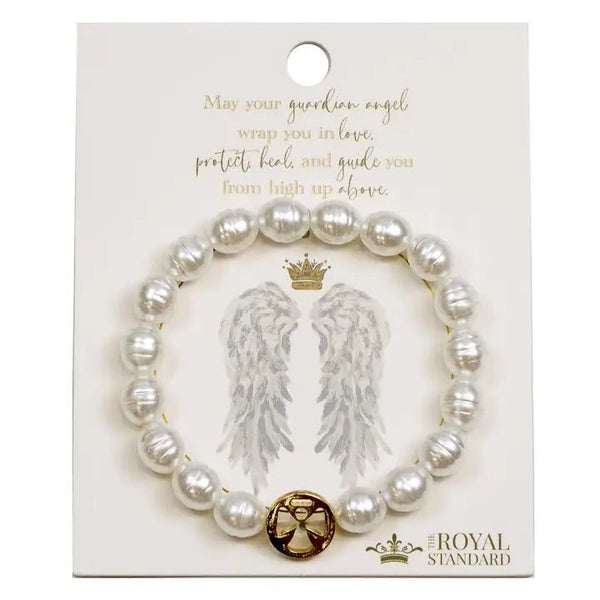 Guardian Angel Bracelet White/Gold 7" - Blush & Cactus