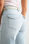 Mica Denim High - rise Wide Leg Cropped Stripe - Blush & Cactus